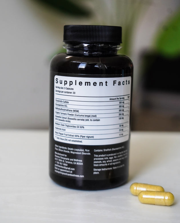 Flexin Joints advanced joint supplement bottle — chiropractor-formulated glucosamine MSM turmeric